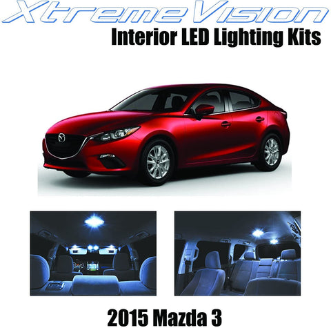 XtremeVision Interior LED for Mazda 3 2015 (6 Pieces) Cool White Interior LED Kit + Installation Tool