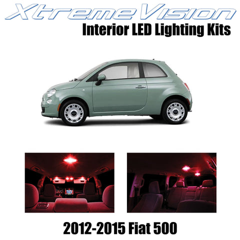XtremeVision Interior LED for Fiat 500 2012-2015 (3 pieces) Red Interior LED Kit