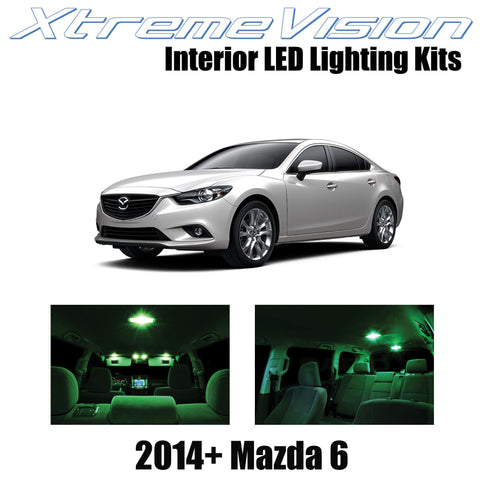 XtremeVision Interior LED for Mazda 6 2014+ (12 Pieces) Green Interior LED Kit