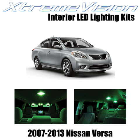 XtremeVision Interior LED for Nissan Versa 2007-2013 (6 Pieces) Green Interior L