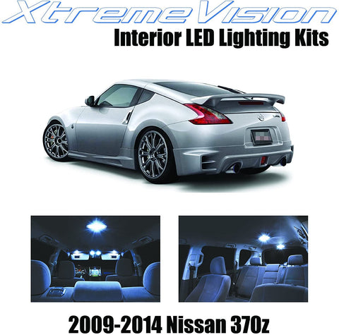 Xtremevision Interior LED for Nissan 370Z 2009-2014 (5 Pieces) Cool White Interior LED Kit + Installation Tool