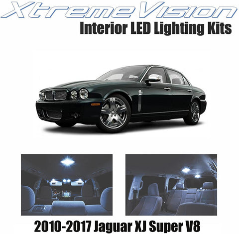 XtremeVision Interior LED for Jaguar XJ Super V8 2010-2017 (9 Pieces) Cool White Interior LED Kit + Installation Tool