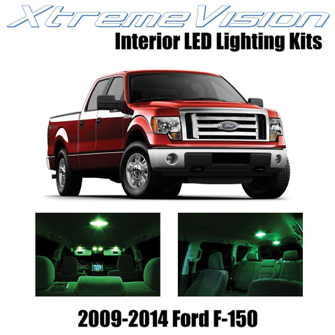XtremeVision Interior LED for Ford F-150 2009-2014 (12 Pieces) Green Interior LE