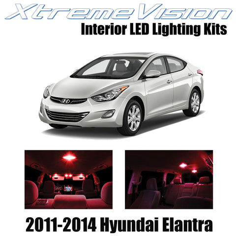 XtremeVision Interior LED for Hyundai Elantra 2011-2014 (4 Pieces) Red Interior