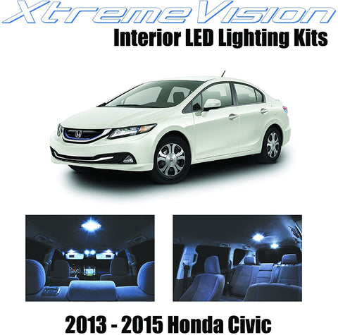 XtremeVision Interior LED for Honda Civic 2013-2015 (6 Pieces) Cool White Interior LED Kit + Installation Tool