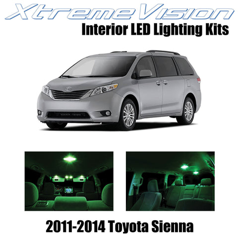 XtremeVision Interior LED for Toyota Sienna 2011-2014 (13 Pieces) Green Interior