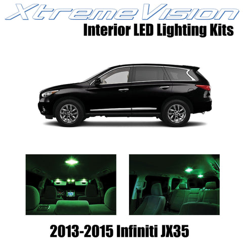 XtremeVision Interior LED for Infiniti JX35 2013-2015 (11 Pieces) Green Interior