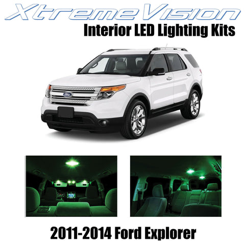XtremeVision Interior LED for Ford Explorer 2011-2014 (6 Pieces) Green Interior