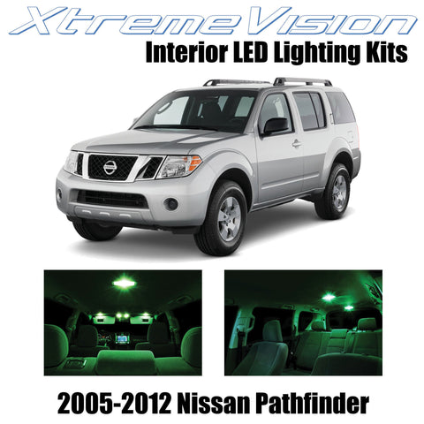 XtremeVision Interior LED for Nissan Pathfinder 2005-2012 (10 Pieces) Green Inte