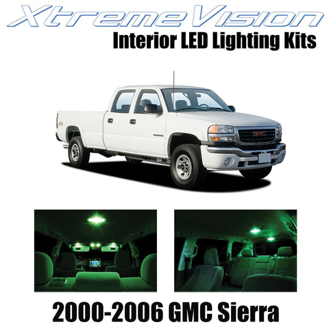 XtremeVision Interior LED for GMC Sierra2000-2006 (16 Pieces) Green Interior LED