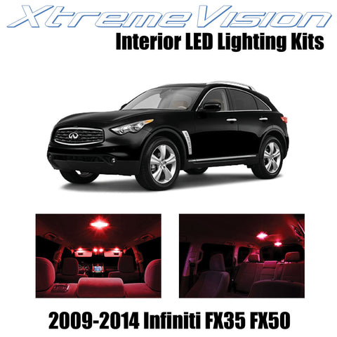 XtremeVision Interior LED for Infiniti FX35 FX50 2009-2014 (12 Pieces) Red Inter
