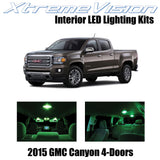 XtremeVision Interior LED for GMC Canyon 4-Door 2015+ (13 Pieces) Green Interior