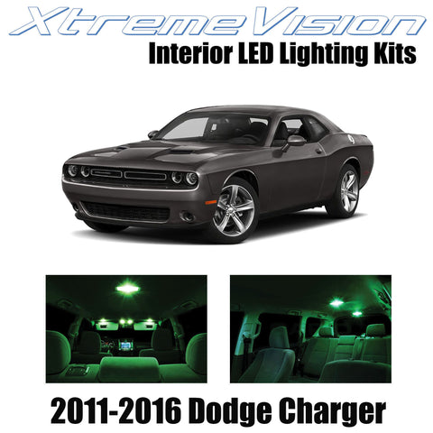 XtremeVision Interior LED for Dodge Challenger 2011-2016 (16 Pieces) Green Inter