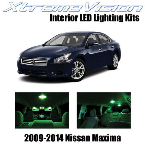 XtremeVision Interior LED for Nissan Maxima 2009-2014 (14 Pieces) Green Interior