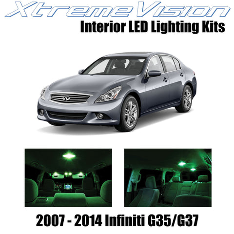 XtremeVision Interior LED for Infiniti G35 G37 Sedan 2007-2014 (10 Pieces) Green