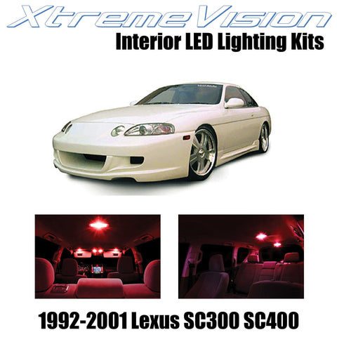 XtremeVision Interior LED for Lexus SC300 SC400 1992-2001 (5 Pieces) Red Interio