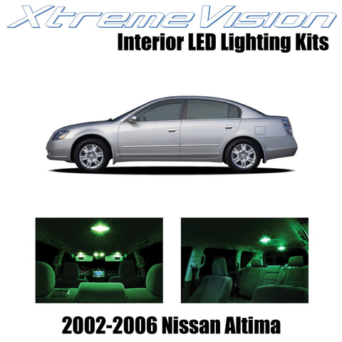XtremeVision Interior LED for Nissan Altima Sedan 2002-2006 (10 Pieces) Green In