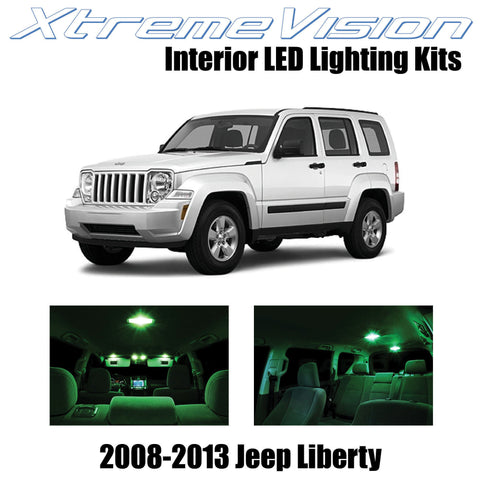 XtremeVision Interior LED for Jeep Liberty 2008-2013 (9 Pieces) Green Interior L