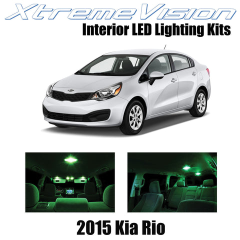 XtremeVision Interior LED for Kia Rio 2015+ (8 Pieces) Green Interior LED Kit  +