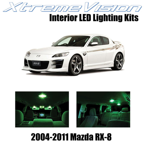 XtremeVision Interior LED for Mazda RX-8 RX8 2004-2014 (5 Pieces) Green Interior