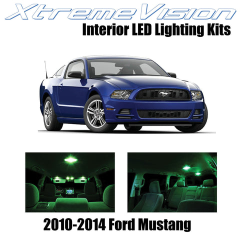 XtremeVision Interior LED for Ford Mustang 2010-2014 (5 Pieces) Green Interior L
