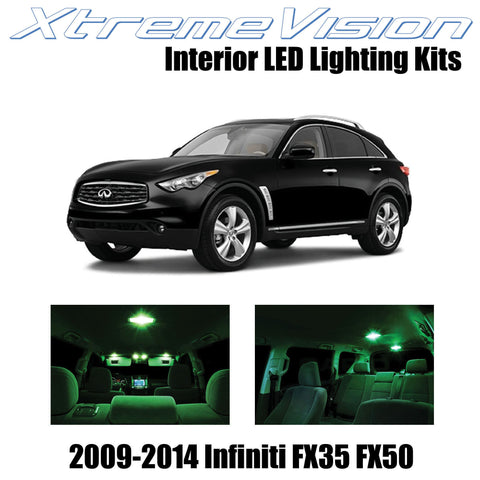 XtremeVision Interior LED for Infiniti FX35 FX50 2009-2014 (12 Pieces) Green Int