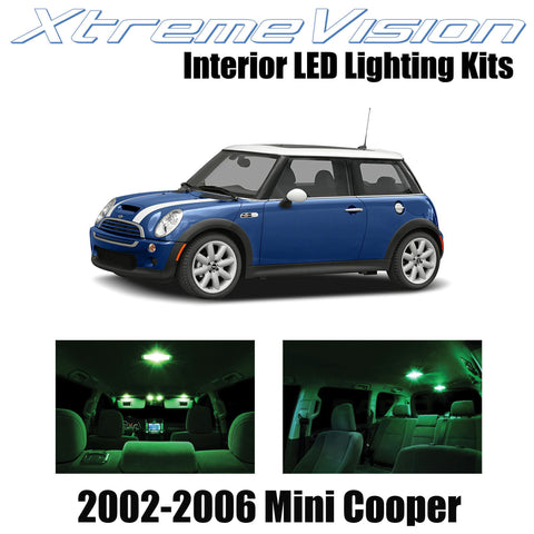 XtremeVision Interior LED for Mini Cooper 2002-2006 (7 Pieces) Green Interior LE