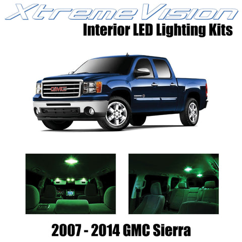 XtremeVision Interior LED for GMC Sierra 2007-2014 (14 Pieces) Green Interior LE