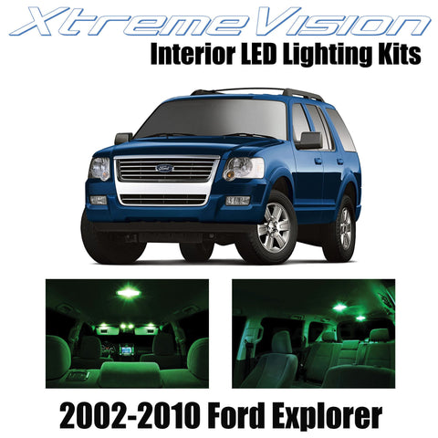XtremeVision Interior LED for Ford Explorer 2002-2010 (10 Pieces) Green Interior