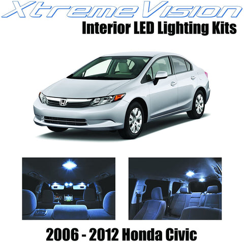Xtremevision Interior LED for Honda Civic 2006-2012 (6 Pieces) Cool White Interior LED Kit + Installation Tool