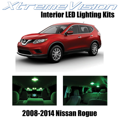 XtremeVision Interior LED for Nissan Rogue 2008-2014 (12 Pieces) Green Interior