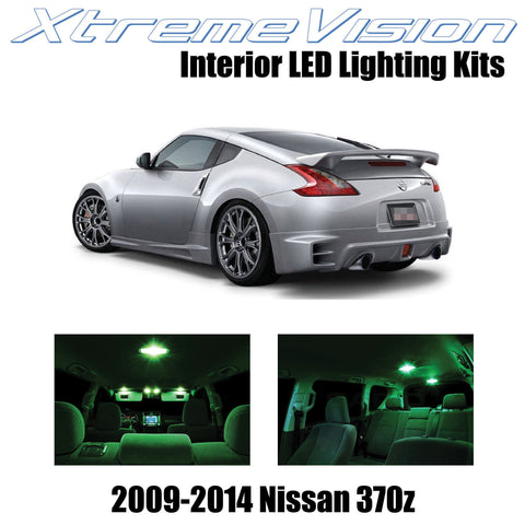 XtremeVision Interior LED for Nissan 370Z 2009-2014 (8 Pieces) Green Interior LE