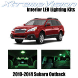 XtremeVision Interior LED for Subaru Outback 2010-2014 (6 Pieces) Green Interior