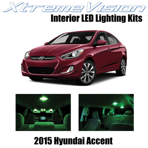 XtremeVision Interior LED for Hyundai Accent 2015+ (6 Pieces) Green Interior LED