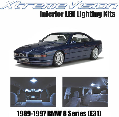 XtremeVision Interior LED for BMW 8 Series (E31) 1989-1997 (11 Pieces) Cool White Interior LED Kit + Installation Tool