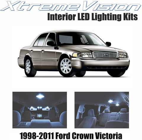 Xtremevision Interior LED for Ford Crown Victoria 1998-2011 (10 Pieces) Cool White Interior LED Kit + Installation Tool