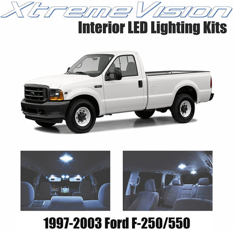 Xtremevision Interior LED for Ford F-250-550 1997-2003 (4 Pieces) Cool White Interior LED Kit + Installation Tool