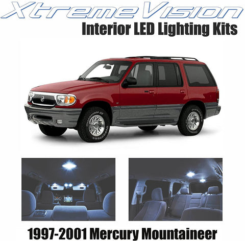 Xtremevision Interior LED for Mercury Mountaineer 1997-2001 (11 Pieces) Cool White Interior LED Kit + Installation Tool