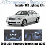 XtremeVision Interior LED for Mercedes-Benz C Class W203 2008-2011 (11 Pieces) Cool White Interior LED Kit + Installation Tool