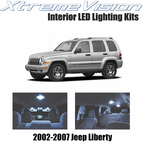 Xtremevision Interior LED for Jeep Liberty 2002-2007 (9 Pieces) Cool White Interior LED Kit + Installation Tool